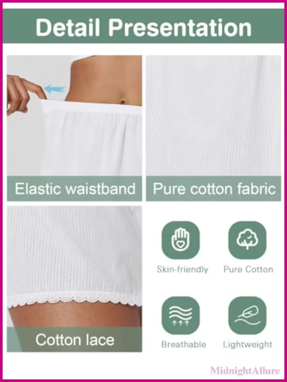 100% Cotton Women's Half Slip Lace Trim Vintage Underskirt S-XXL